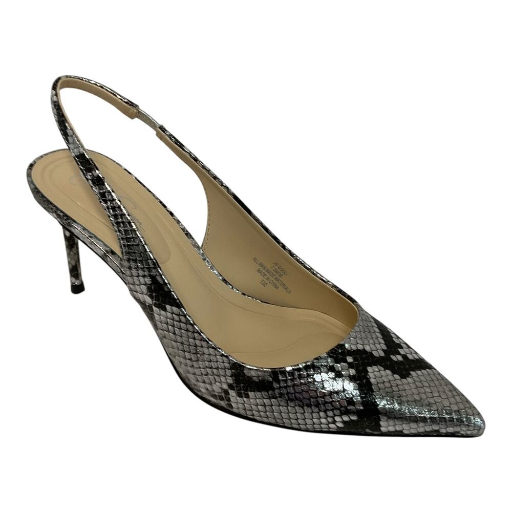 Jessica Simpson Women's Souli Slingback High Heel Pumps Silver Snake Size 7 1/2